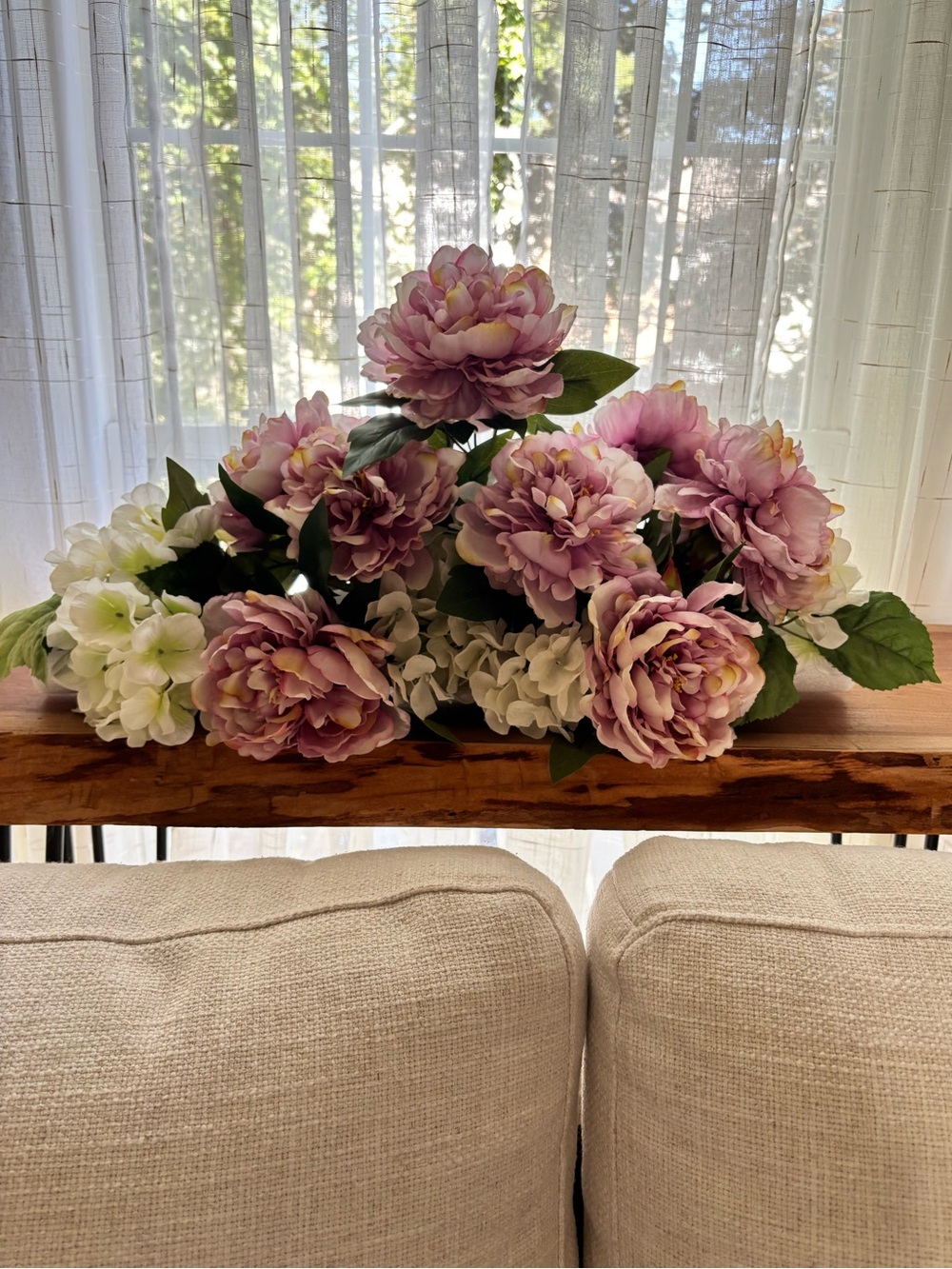 Artificial Pink Peony and White Hydrangea Floral Arrangement - Unbranded